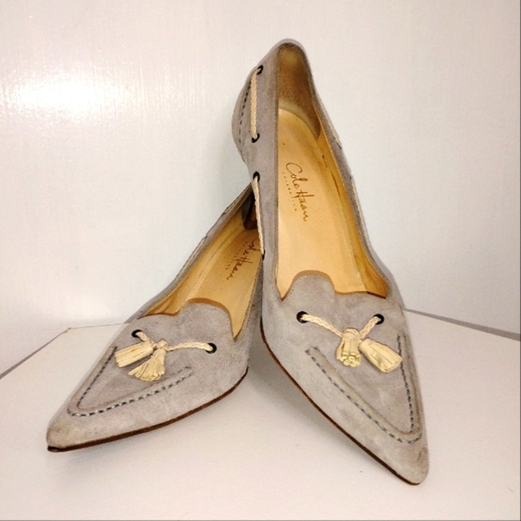 COLE HAAN COLLECTION DOVE GRAY SUEDE SHOES - Picture 1 of 9